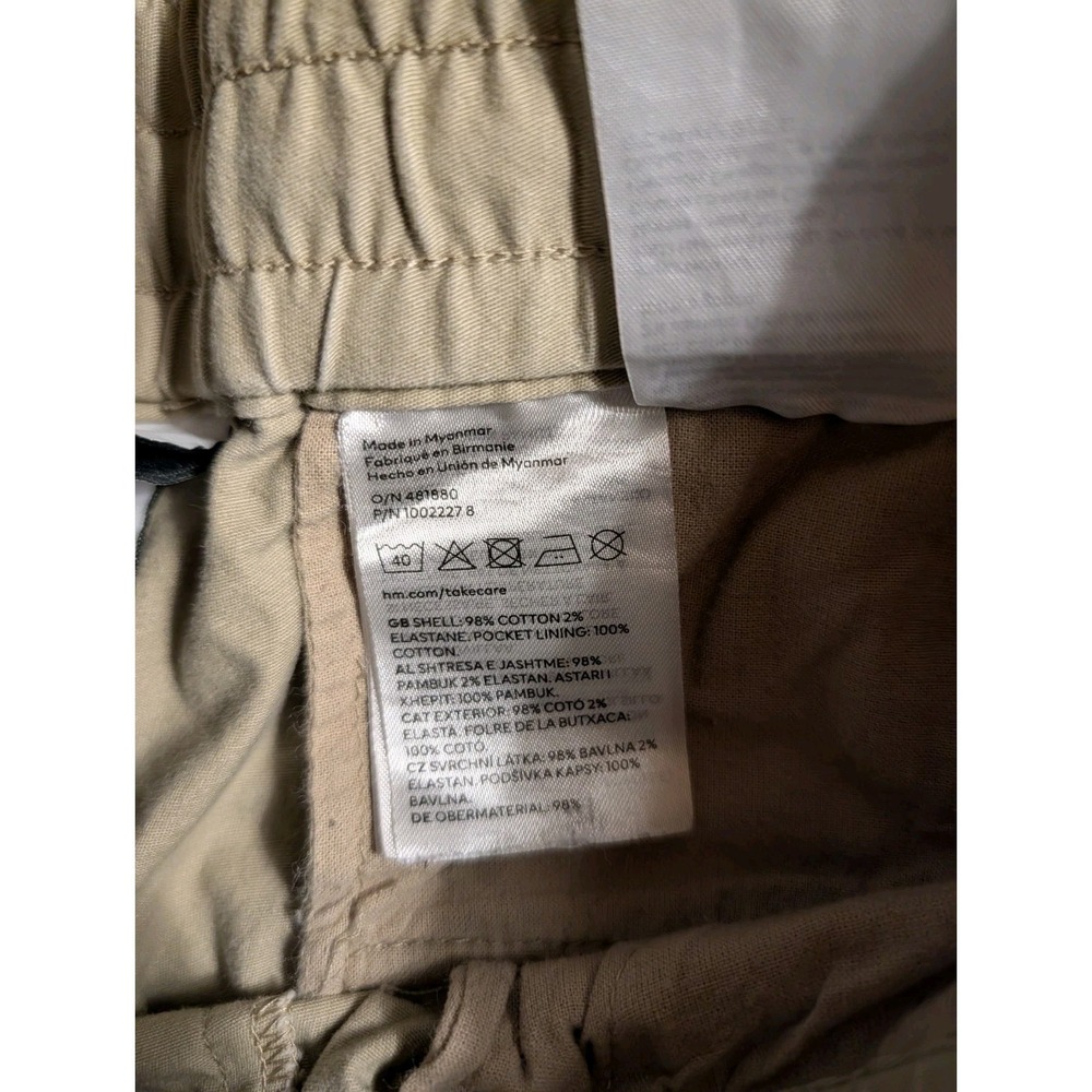 H&M Pull On Drawstring Pants Women Small Beige High Rise Straight Leg Comfort - Picture 8 of 9